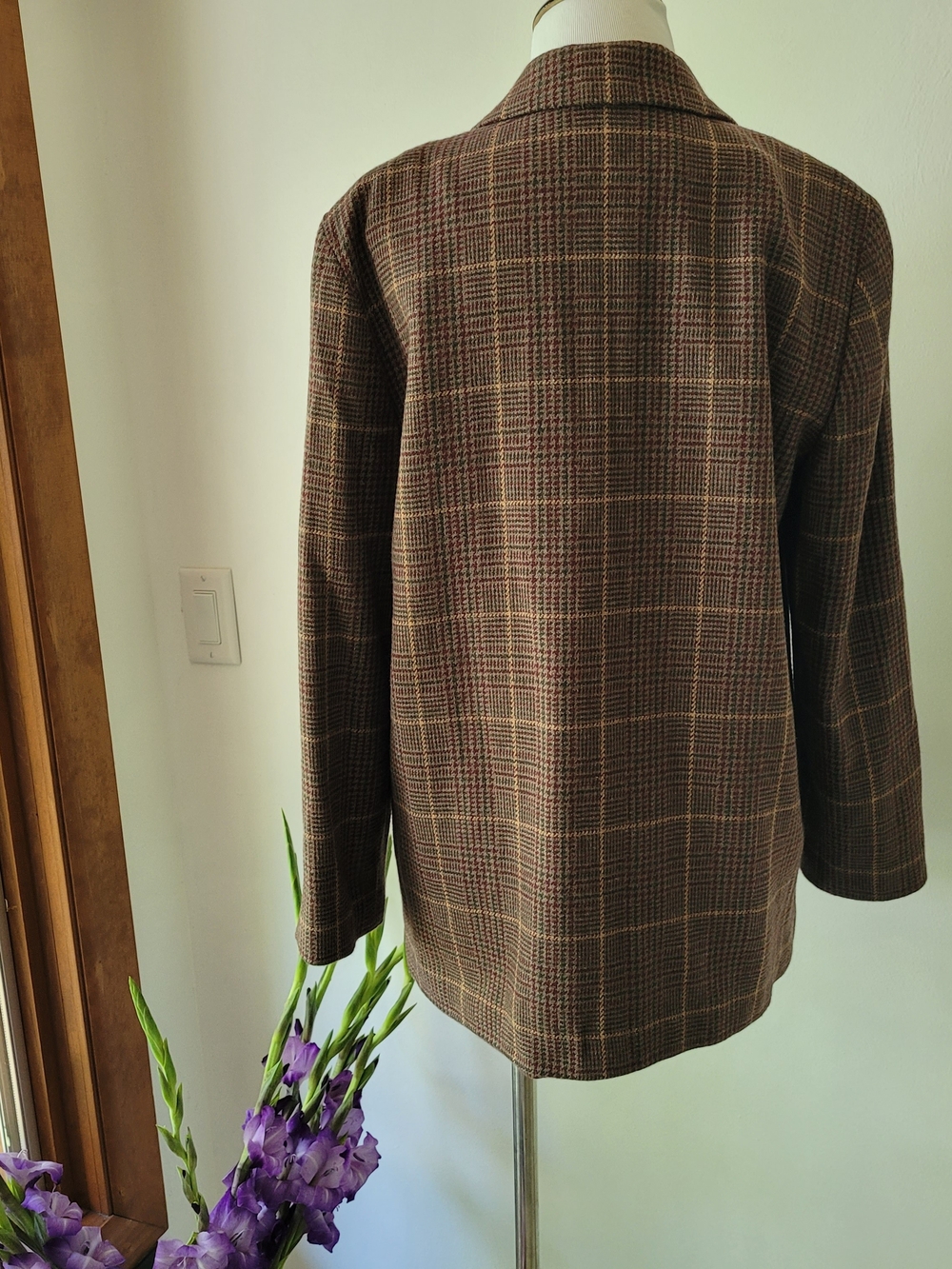 Vintage Sag Harbor Wool Plaid Brown Wool Blend Blazer - Picture 5 of 11